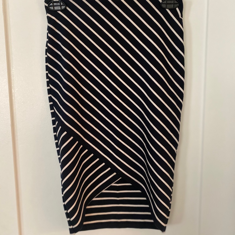 High waisted striped pencil skirt